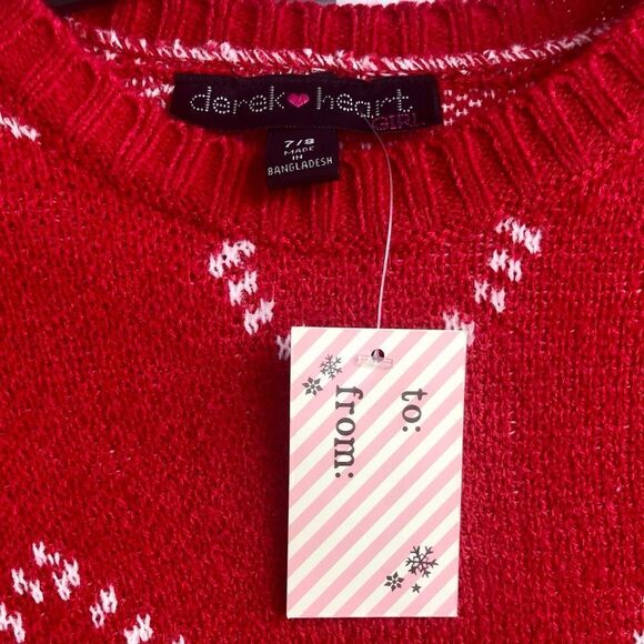KIDS NWT DEREK HEART Red and White Hearts Design Sweater Size: 7/8 - Picture 5 of 5